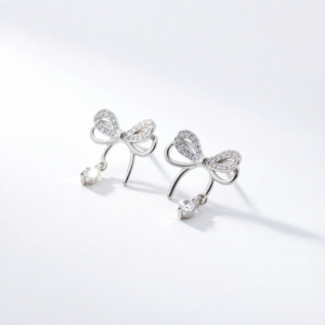 Bowknot Zirconia Stud Earrings