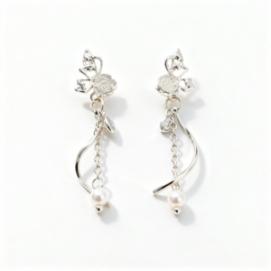 Icy Rose Tassel Butterfly Stud Earrings