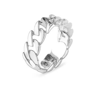 Silver cuban chain ring