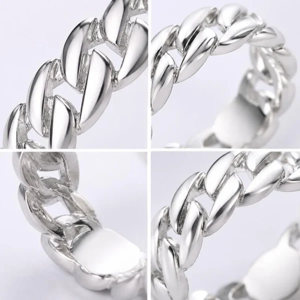 Silver cuban chain ring