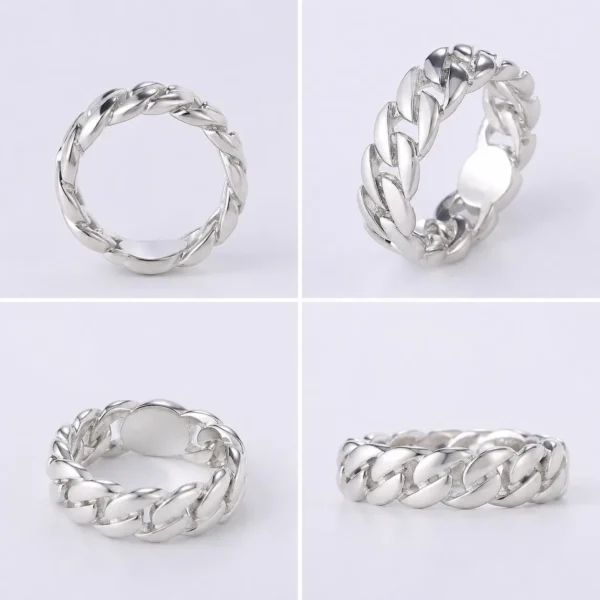 Silver cuban chain ring