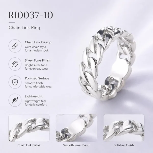 Silver cuban chain ring