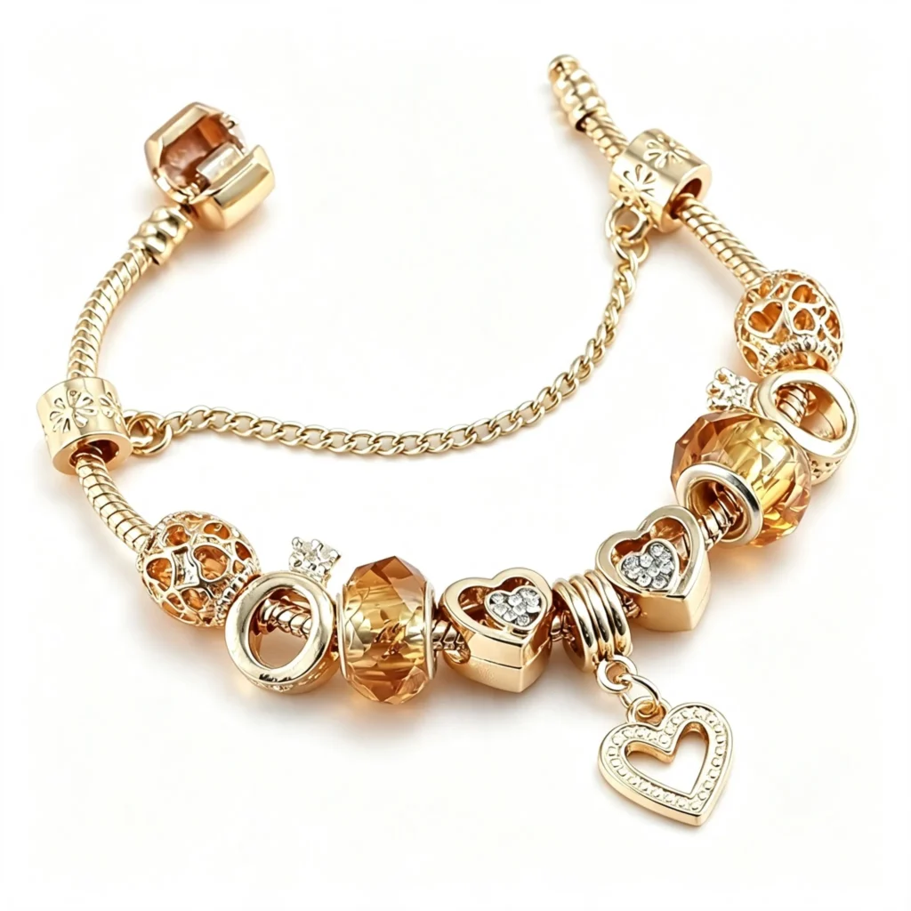 Gold Heart Beads Bracelet DIY