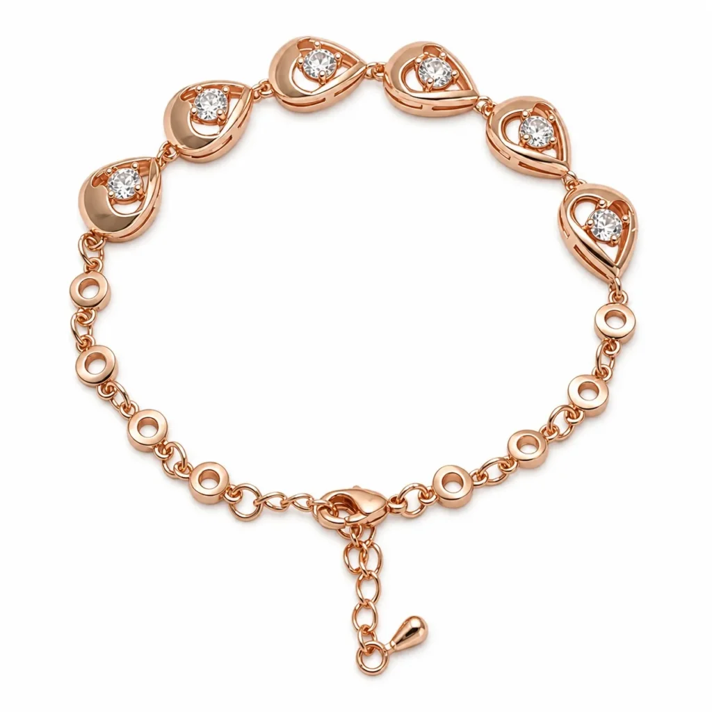 Rose Gold Heart CZ Bracelet