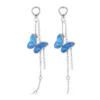 Image_1 Blue Butterfly Pearl Long Drop Earrings