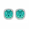 Image_1 Green Square Gemstone Stud Earrings