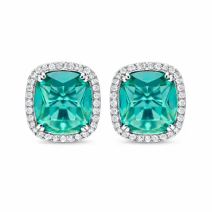 Image_1 Green Square Gemstone Stud Earrings