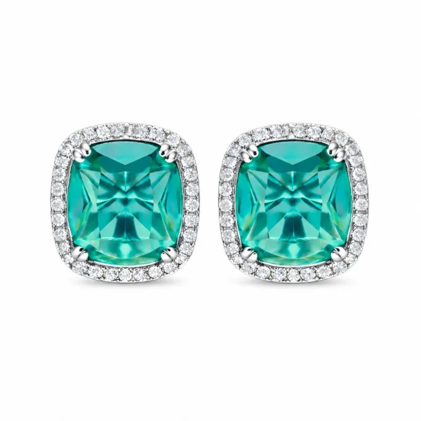 Image_1 Green Square Gemstone Stud Earrings
