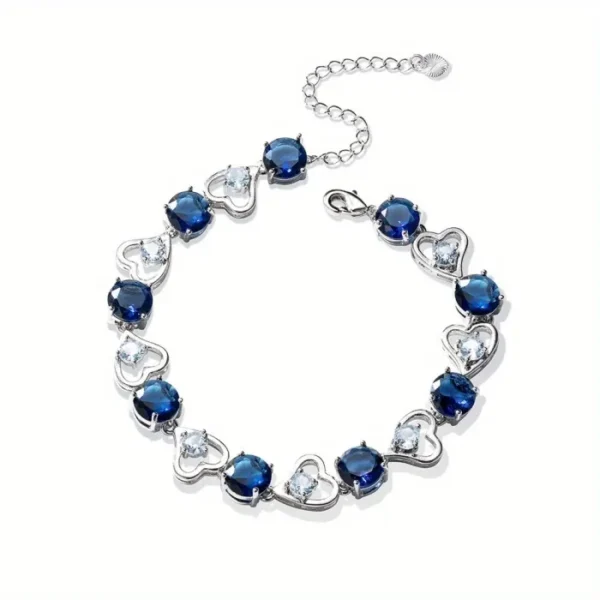 Image_1 Sparkling Blue Heart Link Bracelet