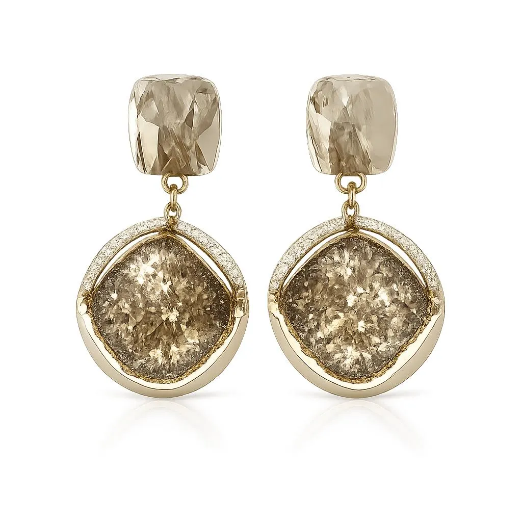 Gold geometric square earrings