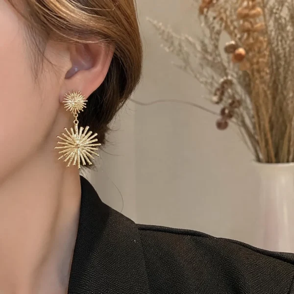 Image_2 Gold sunflower earrings
