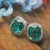 Image_2 Green Square Gemstone Stud Earrings