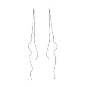 Image_2 Silver long wave tassel earrings