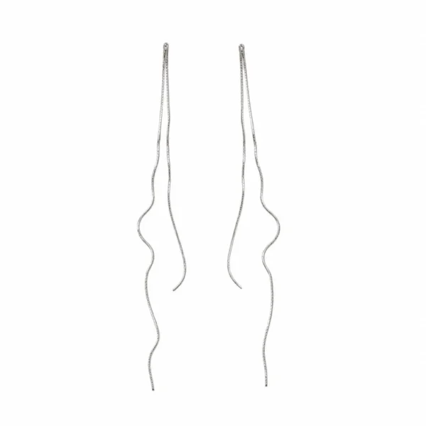Image_2 Silver long wave tassel earrings