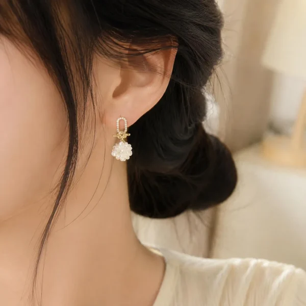 Image_2 Vintage floral ball drop earrings