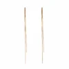 Silver needle gold long tassel earrings