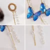 Image_3 Blue Butterfly Pearl Long Drop Earrings