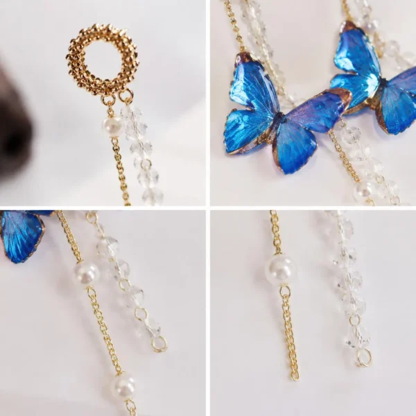 Image_3 Blue Butterfly Pearl Long Drop Earrings