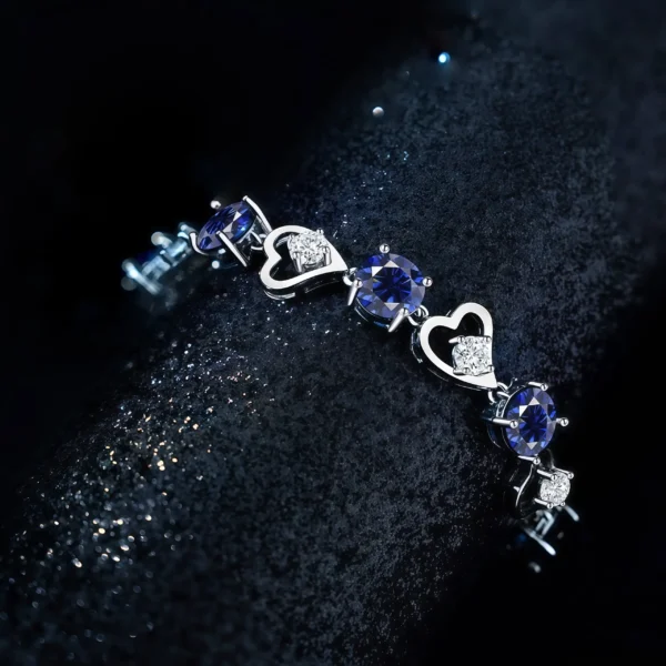 Image_3 Sparkling Blue Heart Link Bracelet