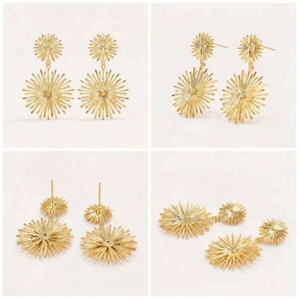 Image_4 Gold sunflower earrings