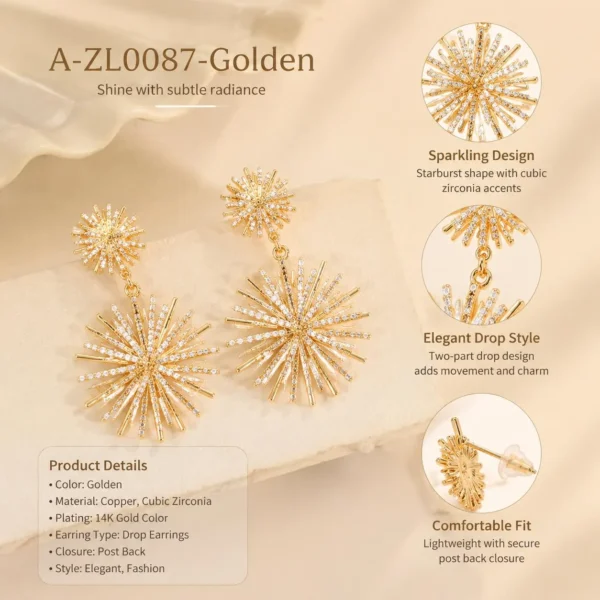 Image_5 Gold sunflower earrings