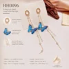 Image_5 Blue Butterfly Pearl Long Drop Earrings