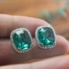 Image_5 Green Square Gemstone Stud Earrings