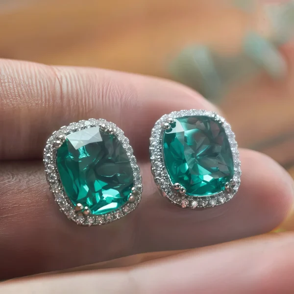 Image_5 Green Square Gemstone Stud Earrings