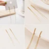 Silver needle gold long tassel earrings