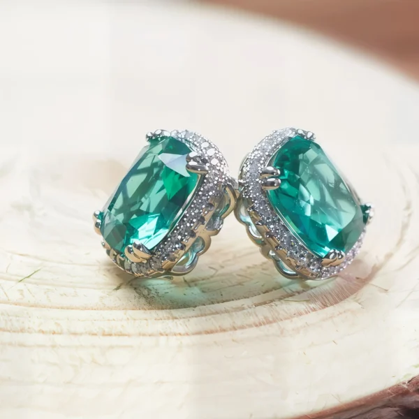 Image_6 Green Square Gemstone Stud Earrings