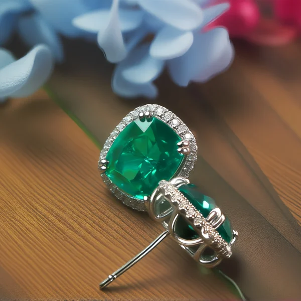 Image_7 Green Square Gemstone Stud Earrings
