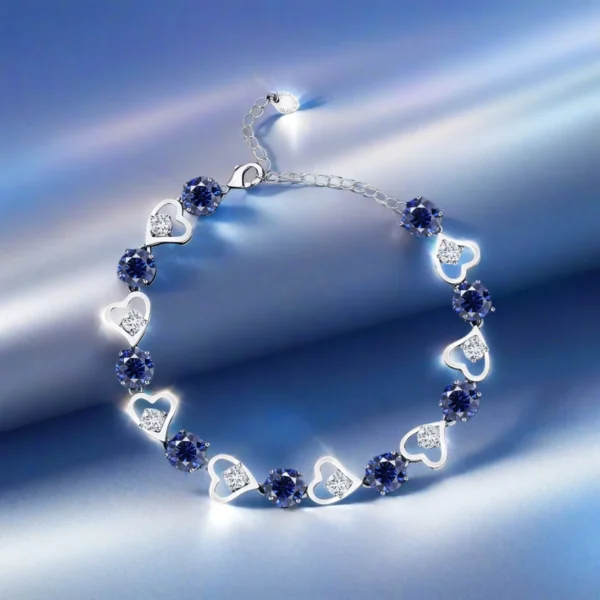 Image_7 Sparkling Blue Heart Link Bracelet
